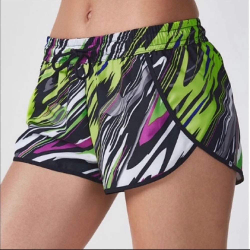 Fabletics Carrie Carnival Print Psychedelic Swirl Running Athletic Shorts S